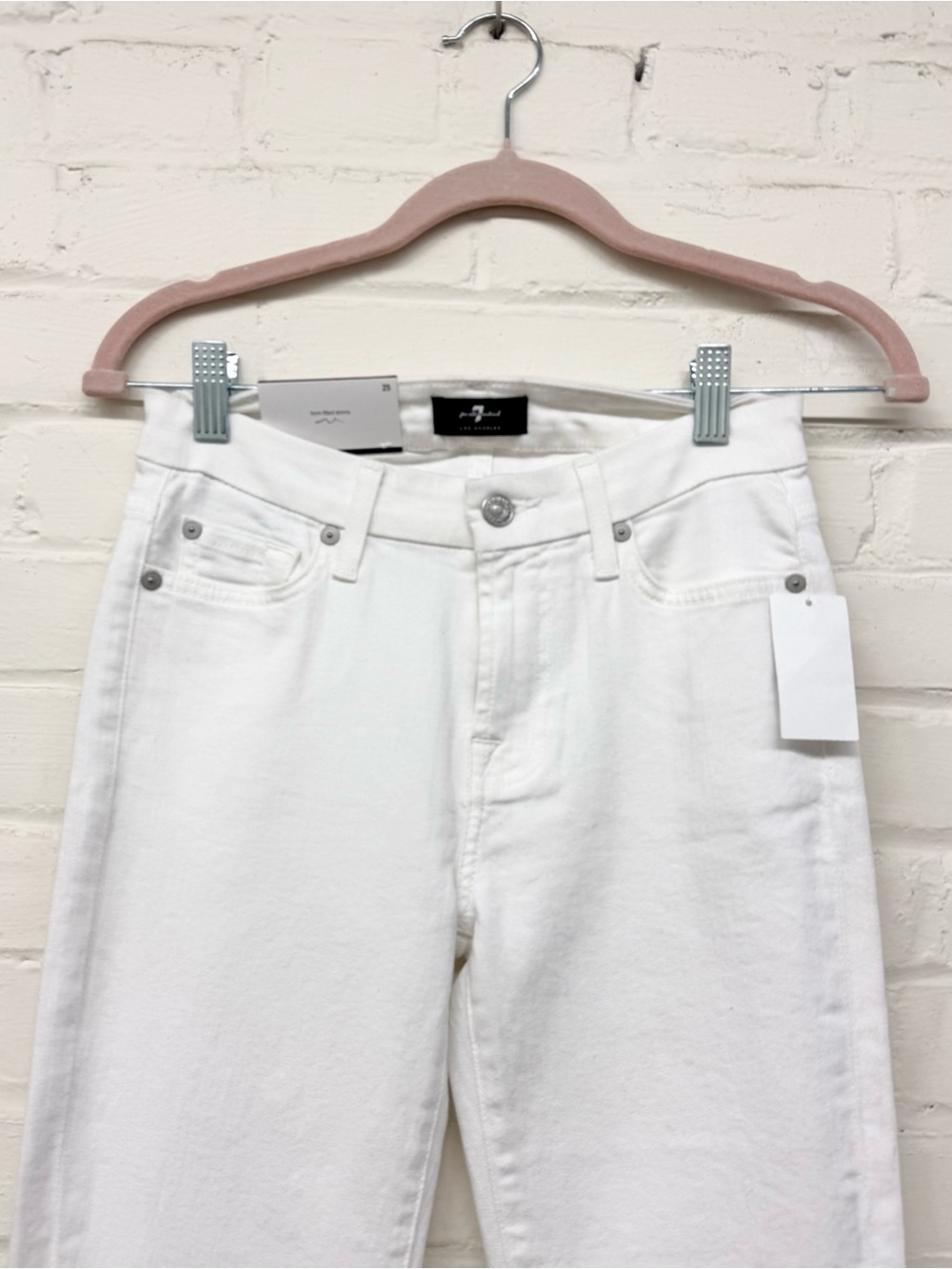NWT 7 For All Mankind Kimmie Crop Form Fitted Skinny Jean White Size 25 - Picture 3 of 6